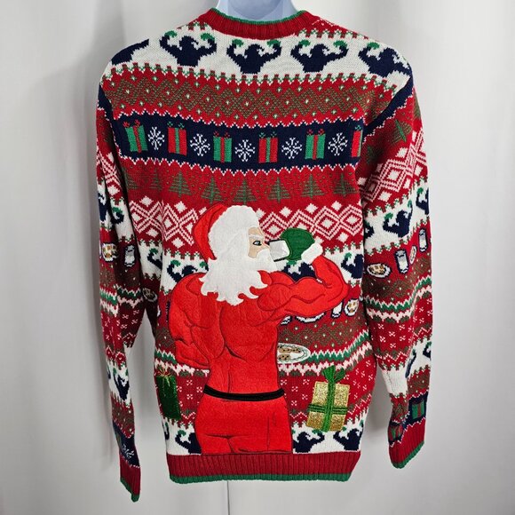 Blizzard Bay Ugly Christmas Sweater Buff Santa Men's Size L NWT - Picture 7 of 14